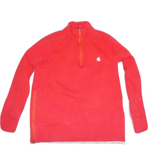 Apple Store Employee Embroidered Logo 1/4 Zip Pullover Sweatshirt Red - Picture 1 of 5